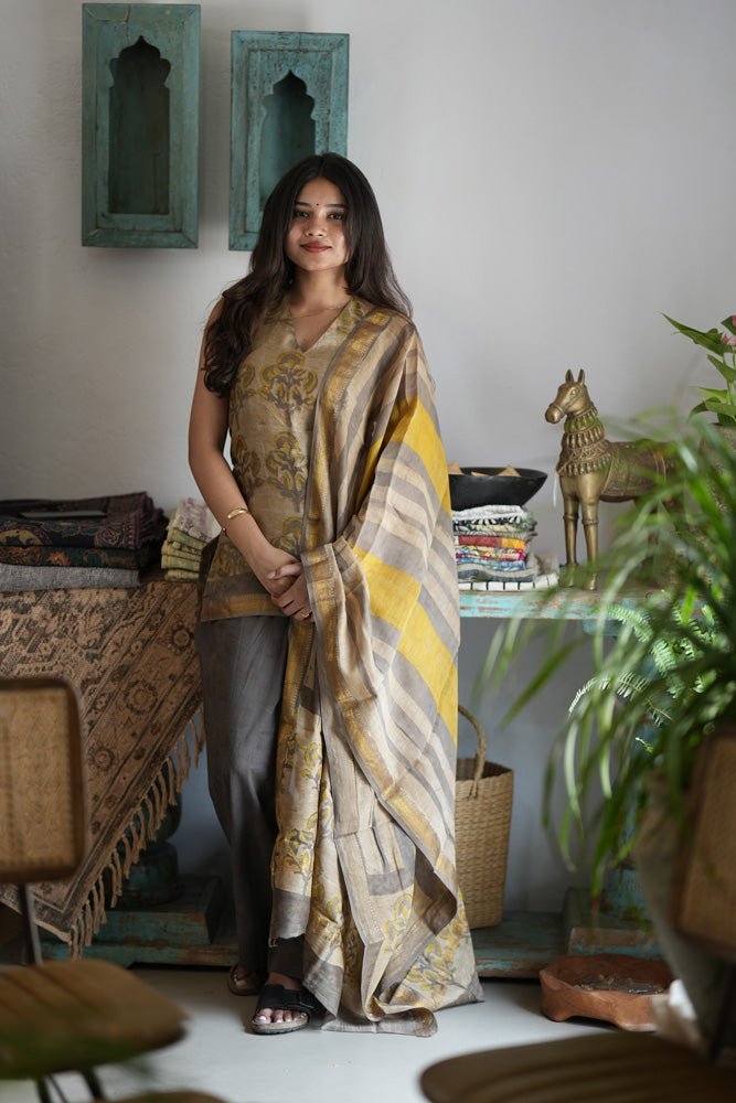 Golden earth maheshwari suit