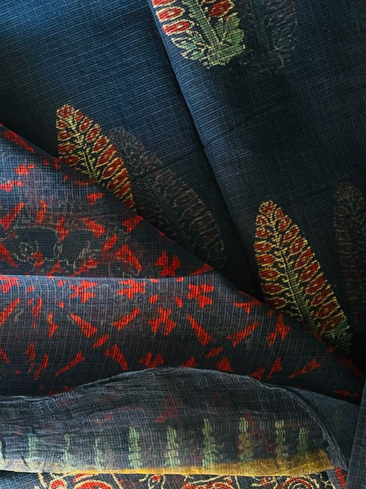 Navy Leaf Carnival Kota Doria Saree