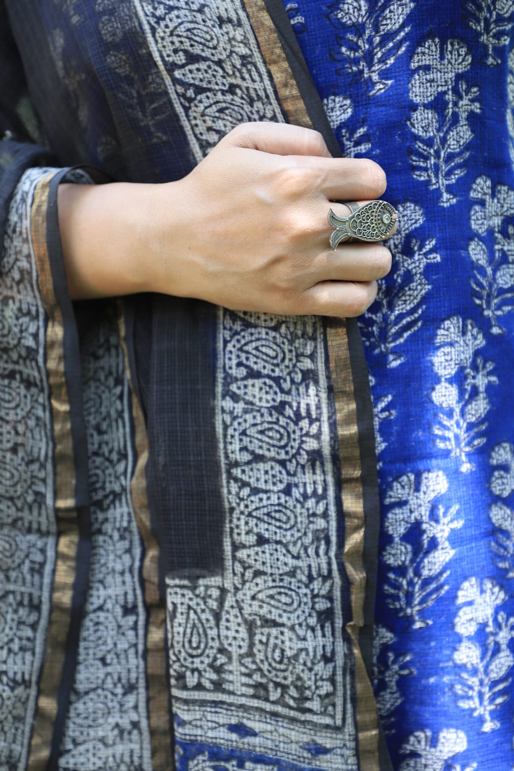 Blue blossom Kota Doria Suit