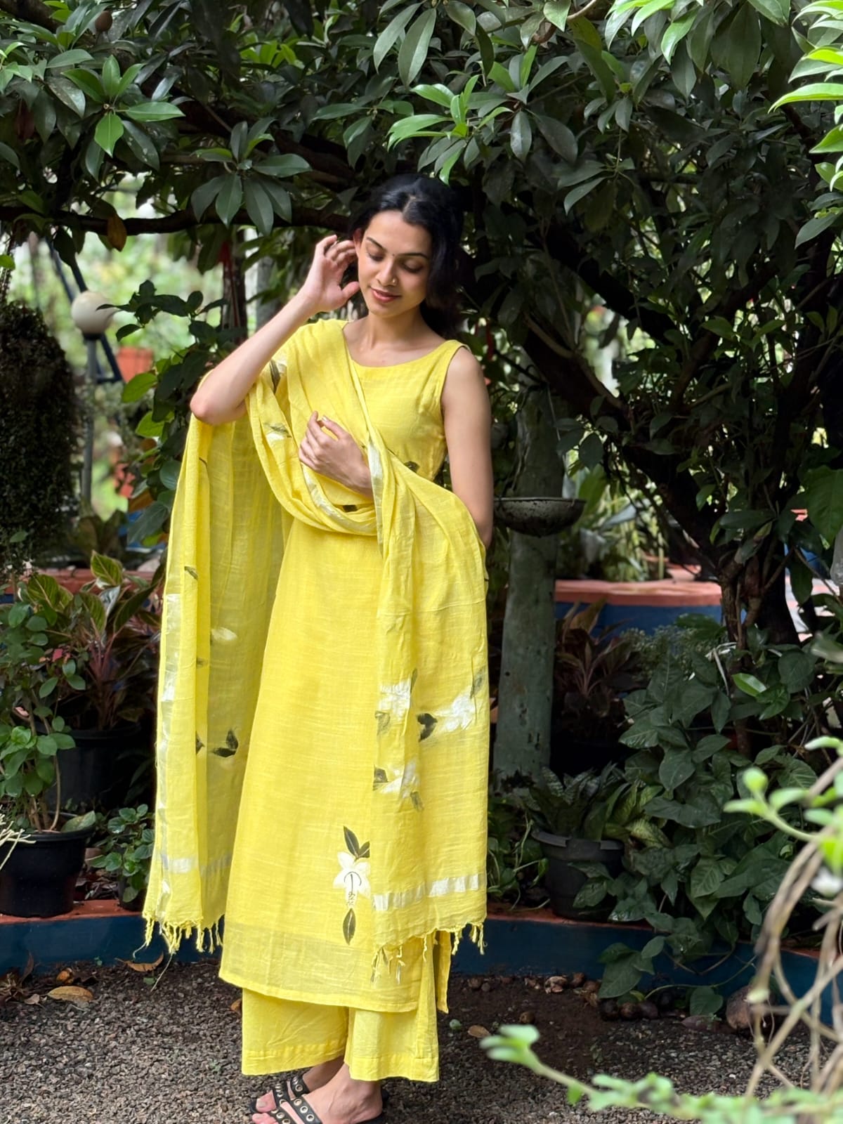 Ira Yellow Muse Linen Cotton Suit Set