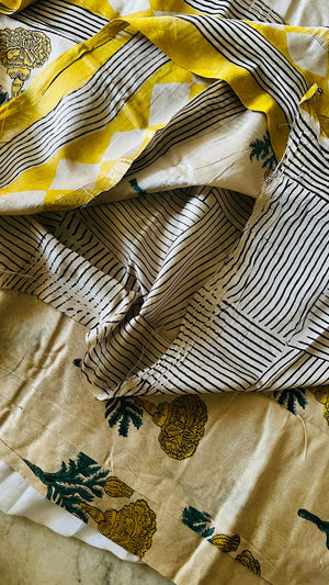 Aaranya folded saree with floral motifs