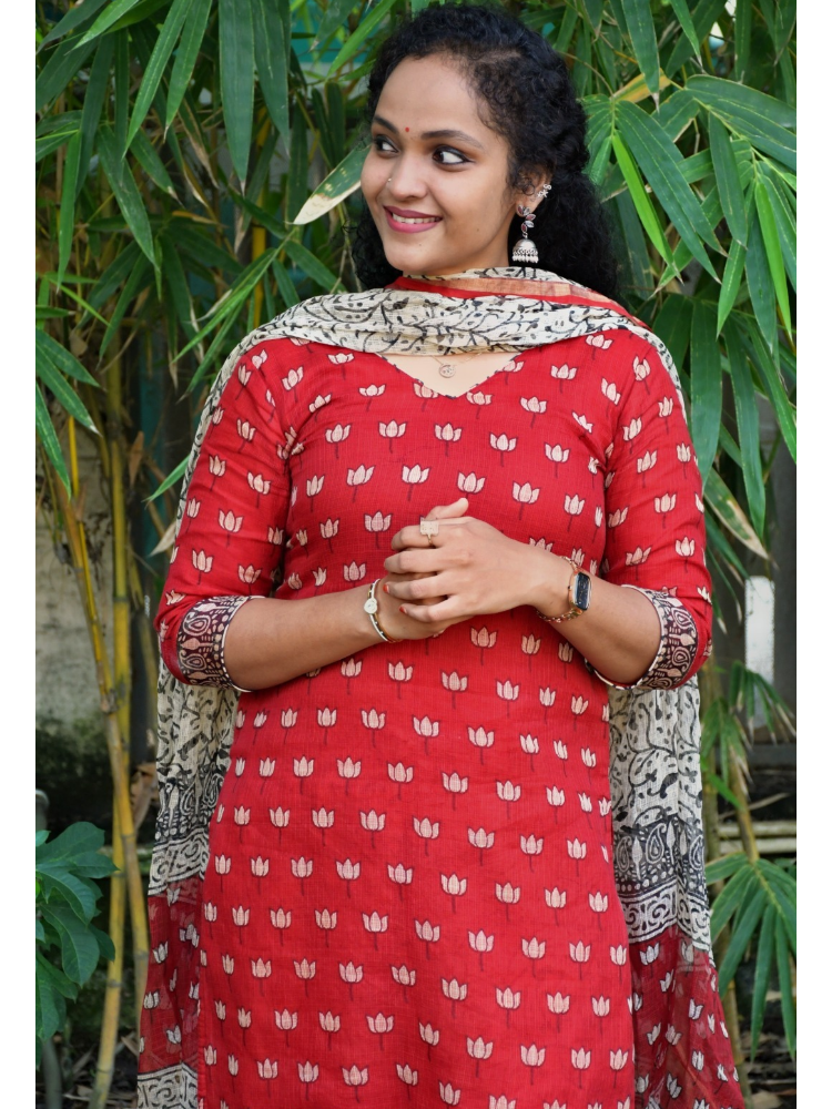 Sindoor Lotus Kota Doria Suit