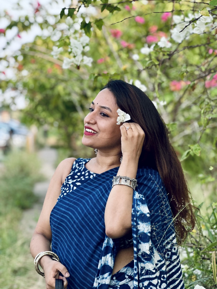 Neelam Breeze Indigo Mul Cotton Saree