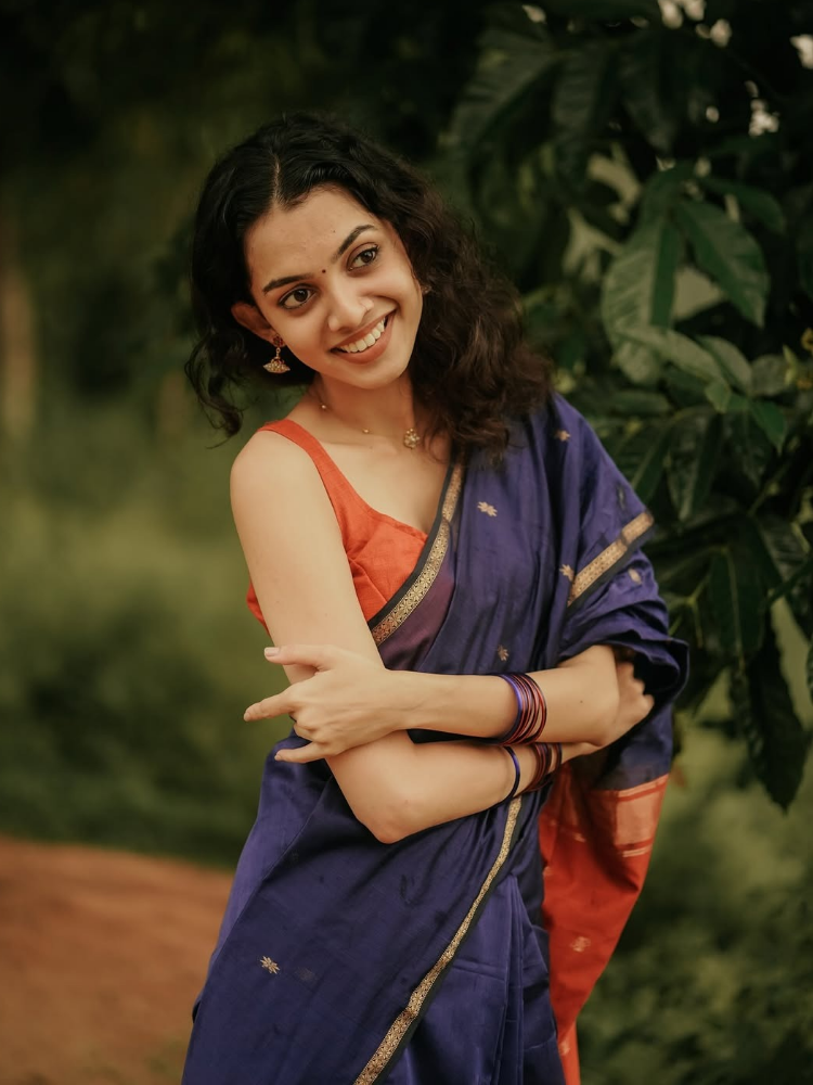 Indigo Rust Heritage Saree