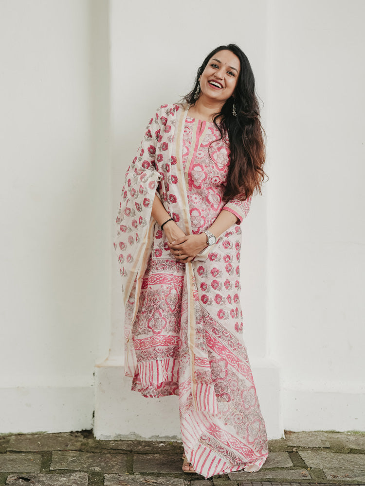 Rose Mist Guldasta Chanderi Set