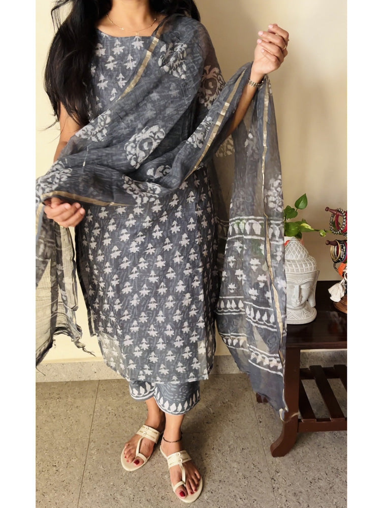 Smoky Grey with White Motifs Suit