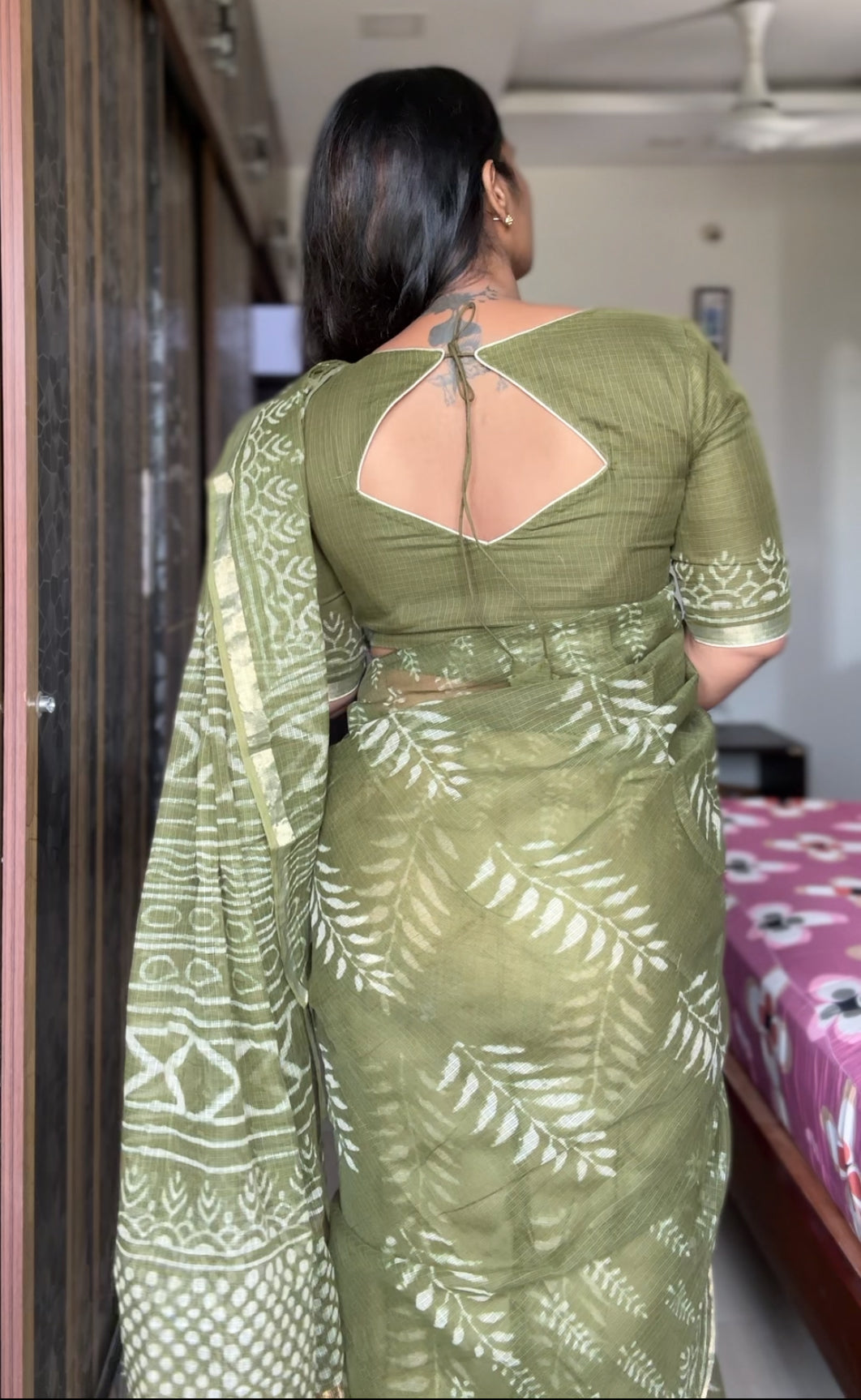 Aadhya Olive Kota doria Saree