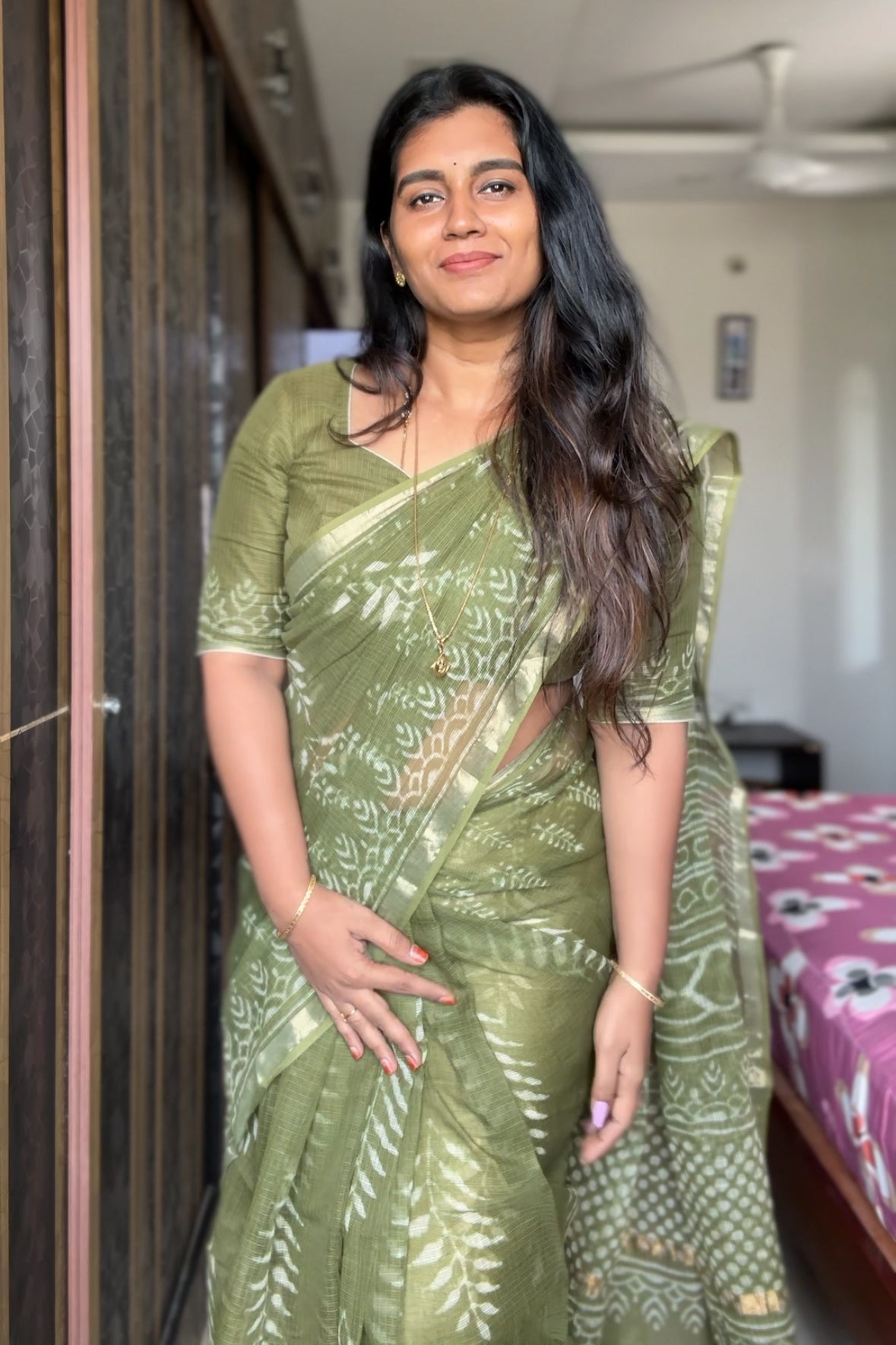 Aadhya Olive Kota doria Saree