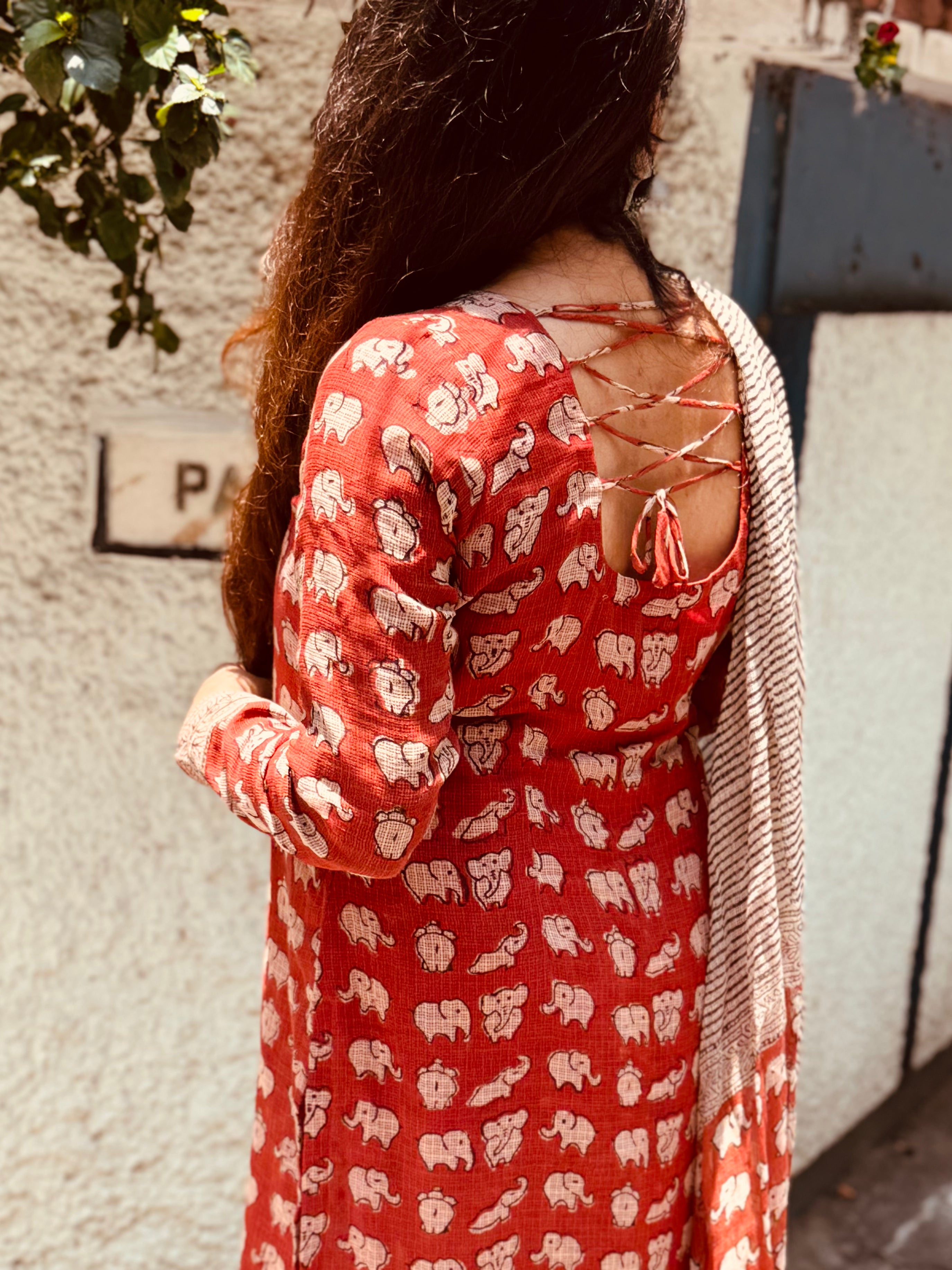 Velvet red kota doria set