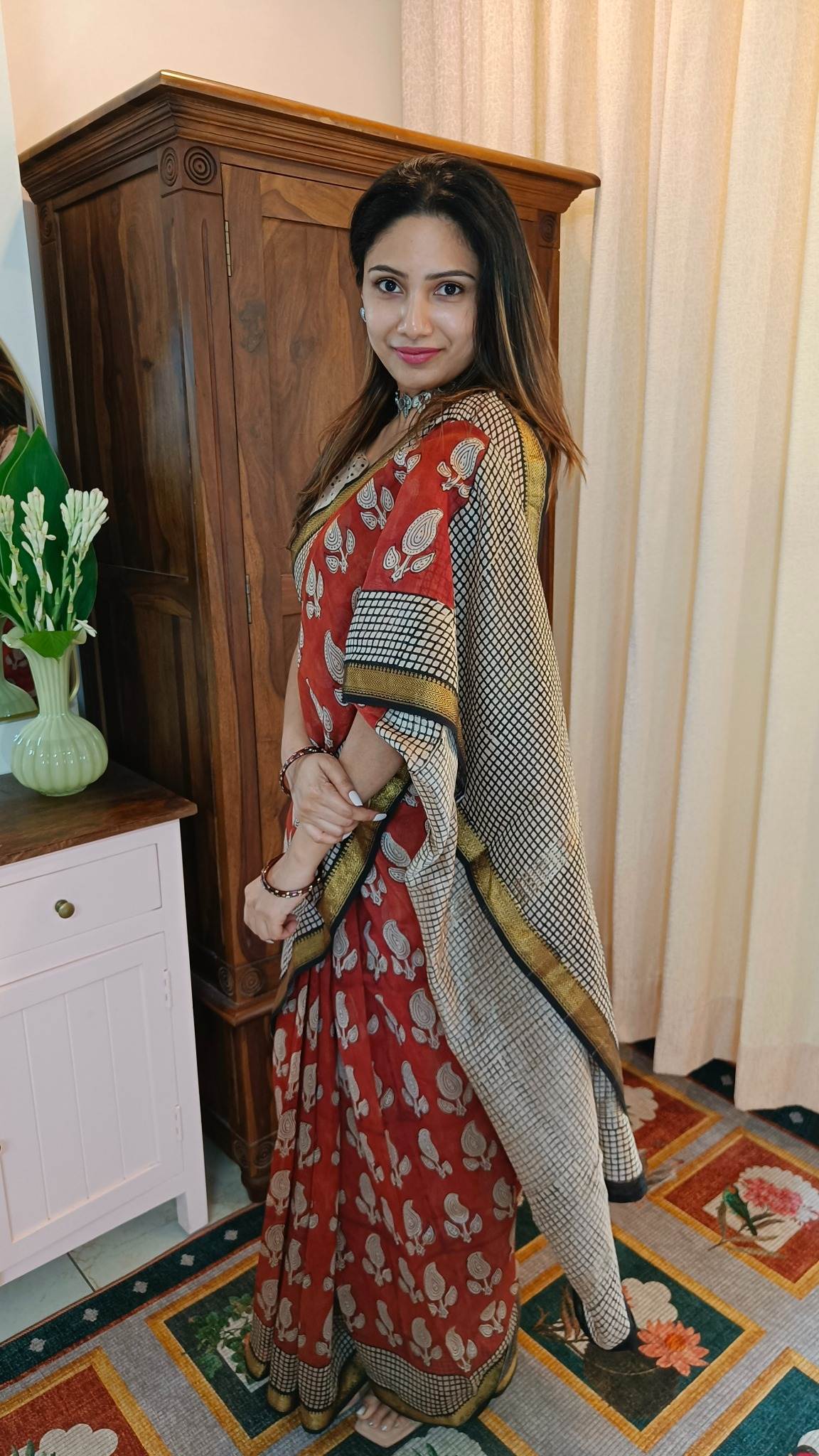 Agnika – Maheswari Handblocked Saree