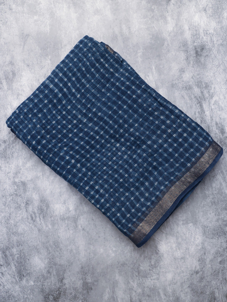 Riverstone Checks Handblock Kota Doria Saree