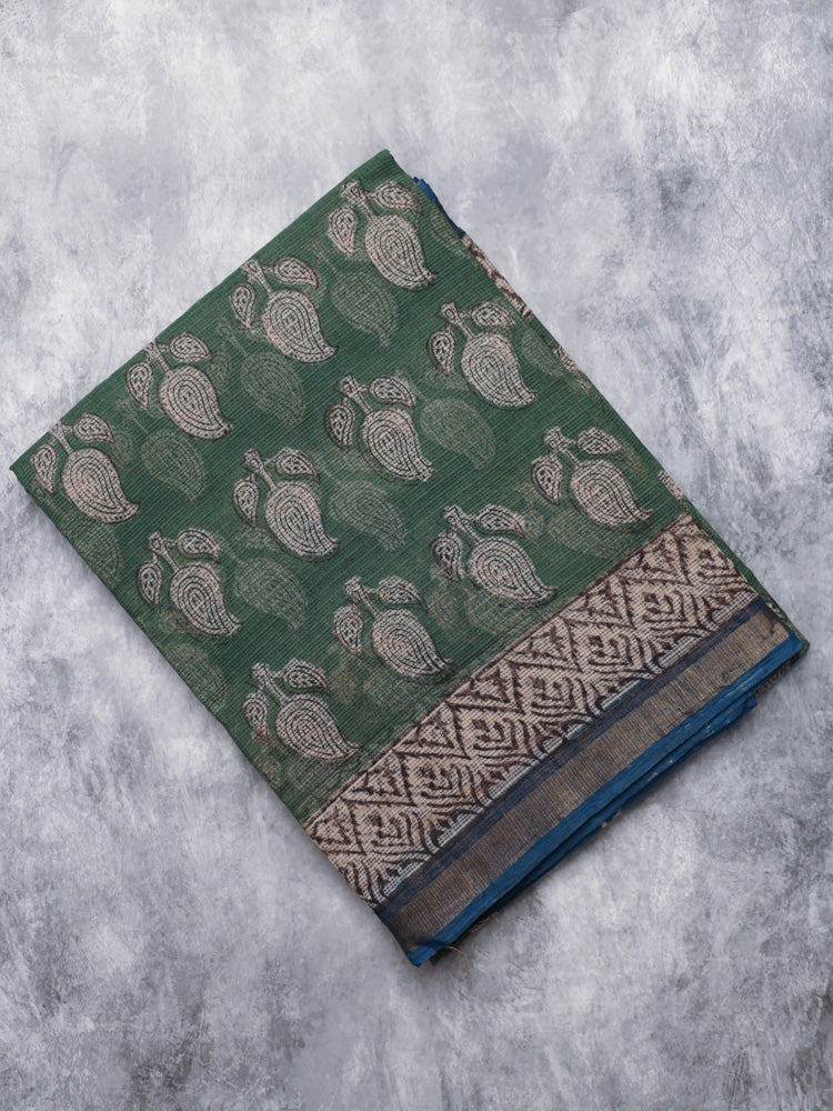 Mocha checks handblock kota doria saree