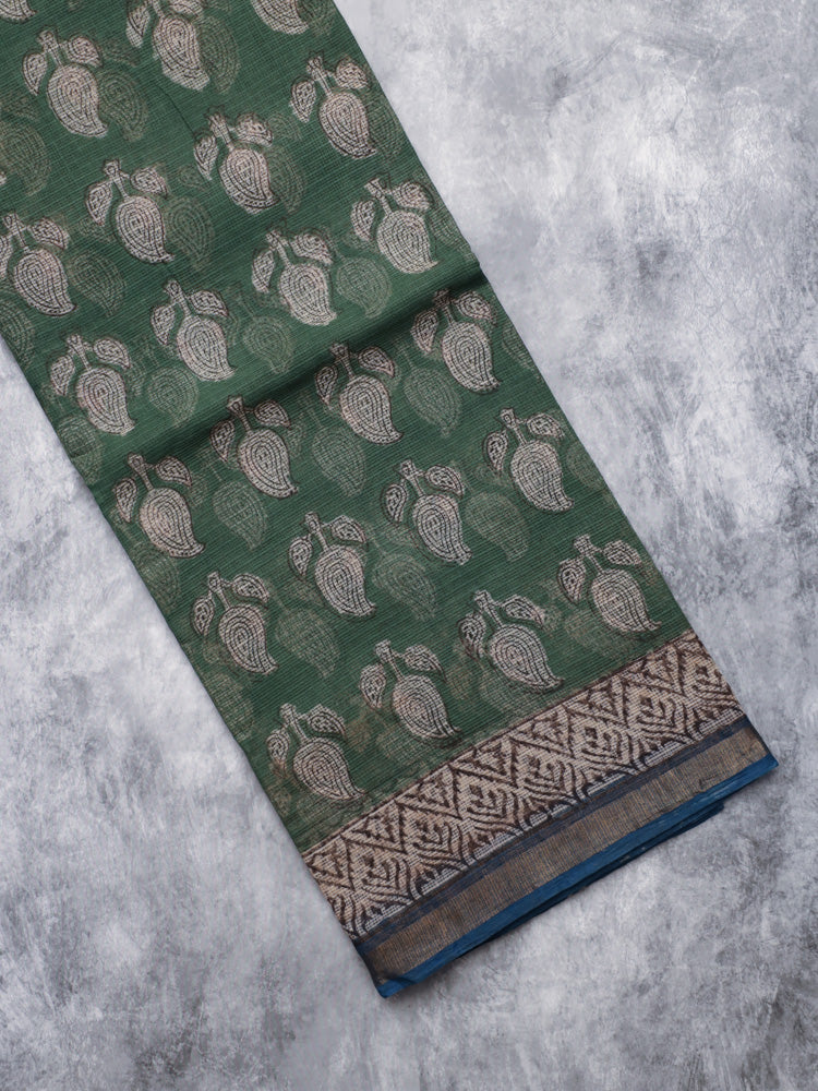 Mocha checks handblock kota doria saree
