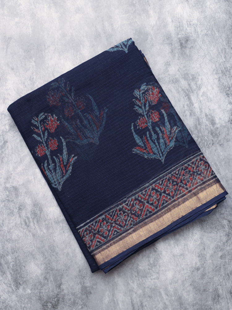 Mocha handblock kota doria saree