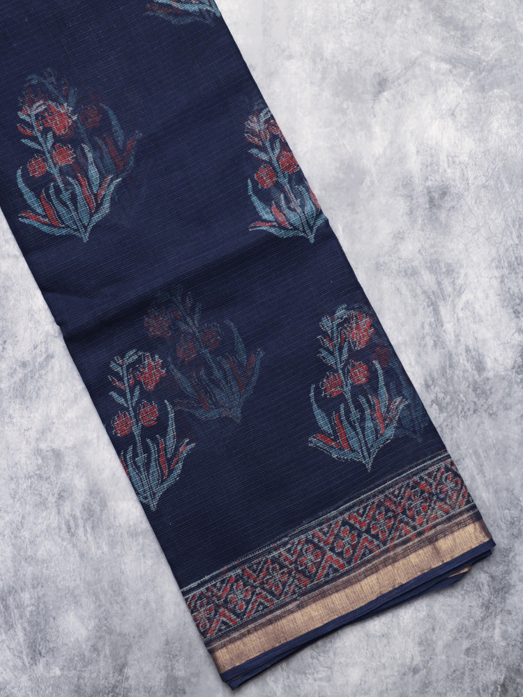 Mocha handblock kota doria saree