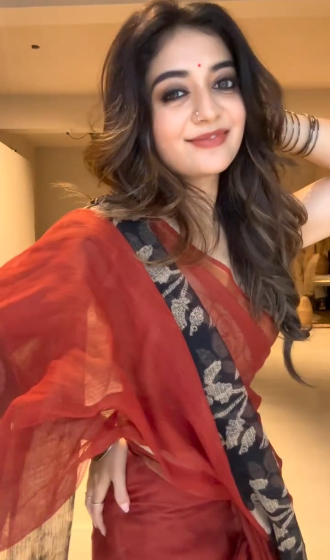 Red kota doria saree