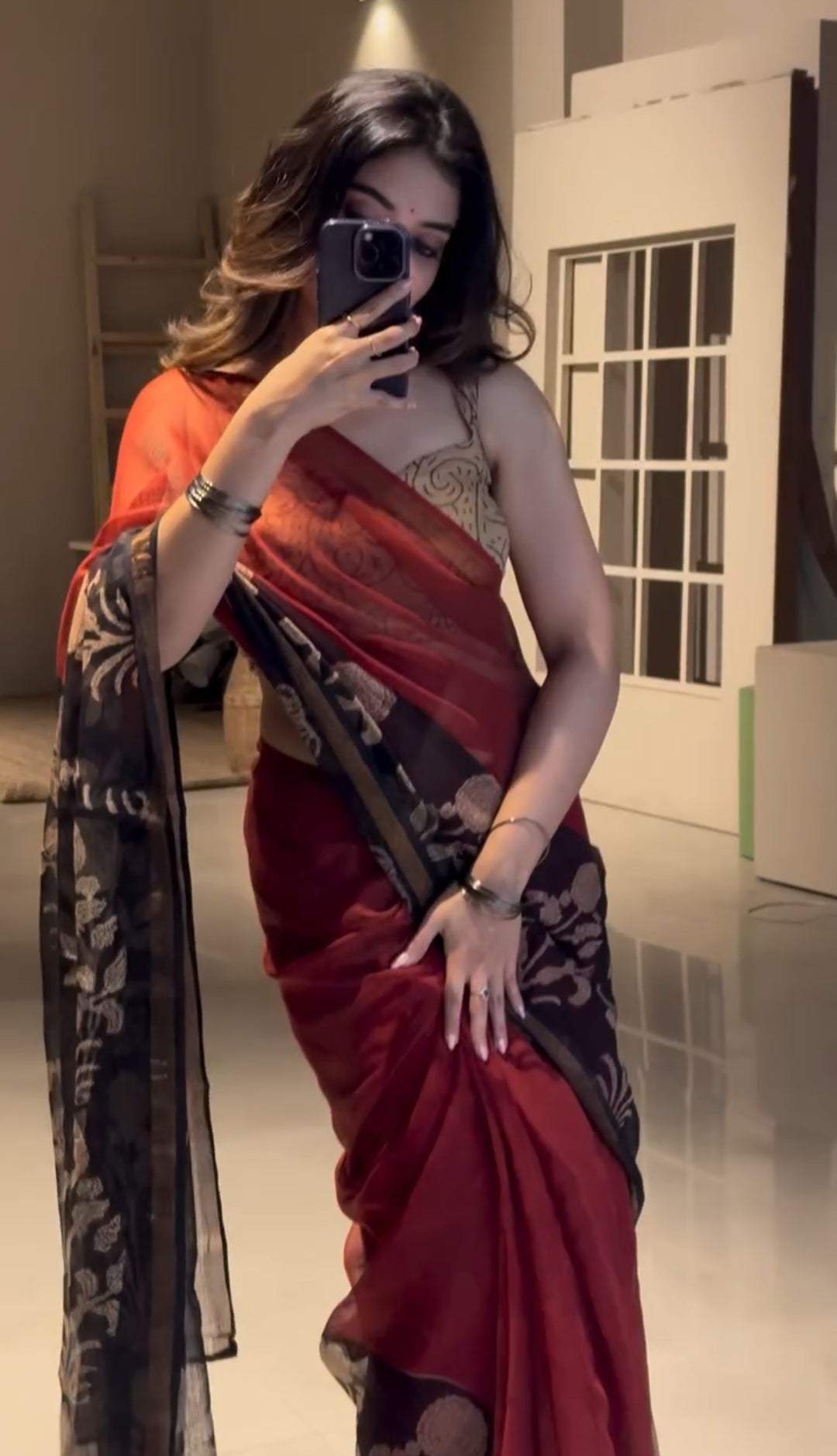 Red kota doria saree