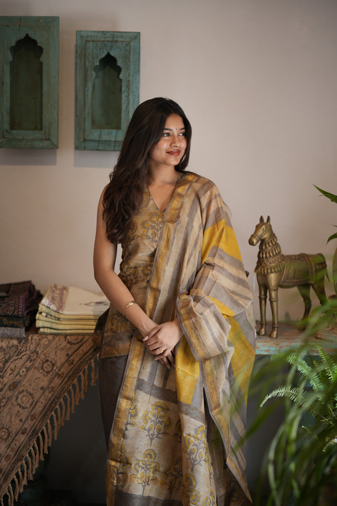 Golden earth maheshwari suit