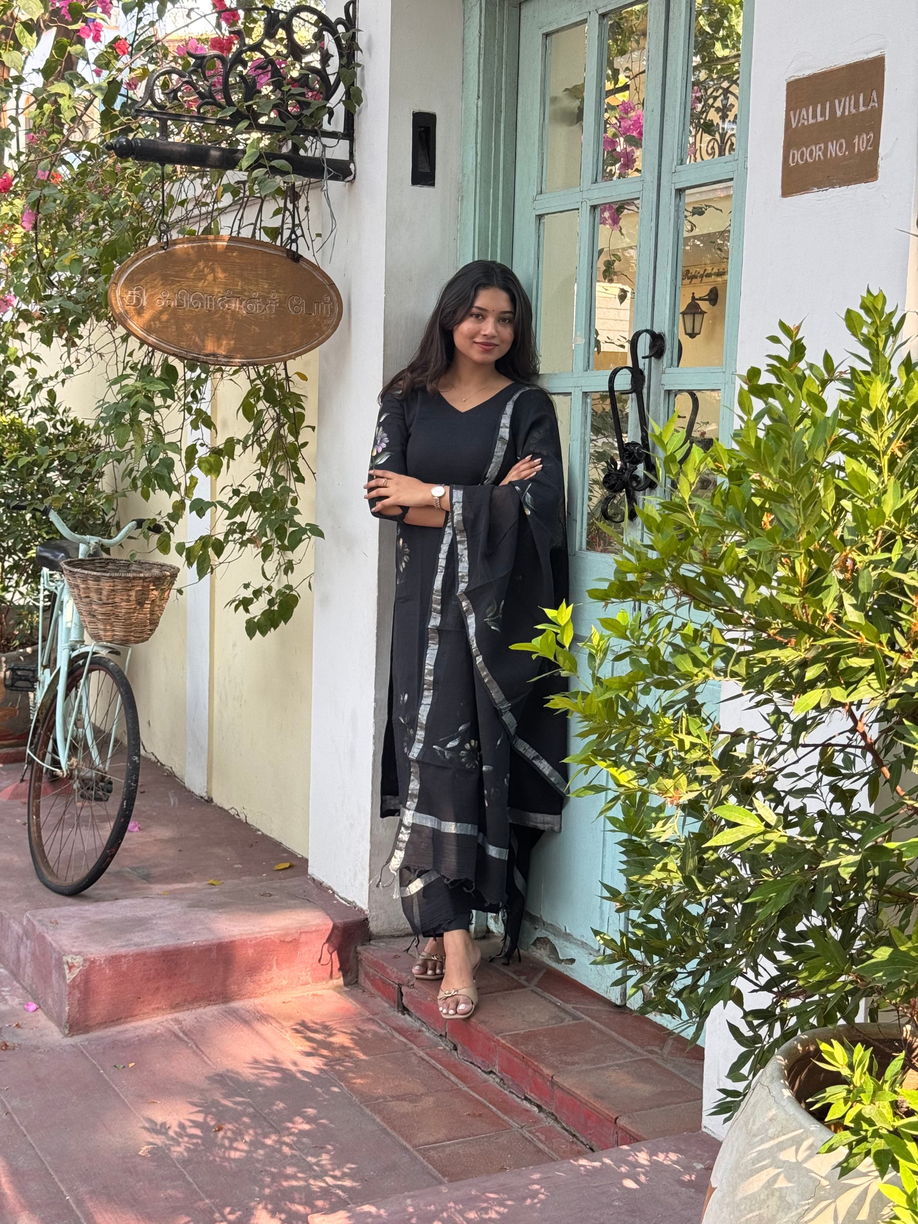 Anaya Linen Hand-painted Cotton Suit Set