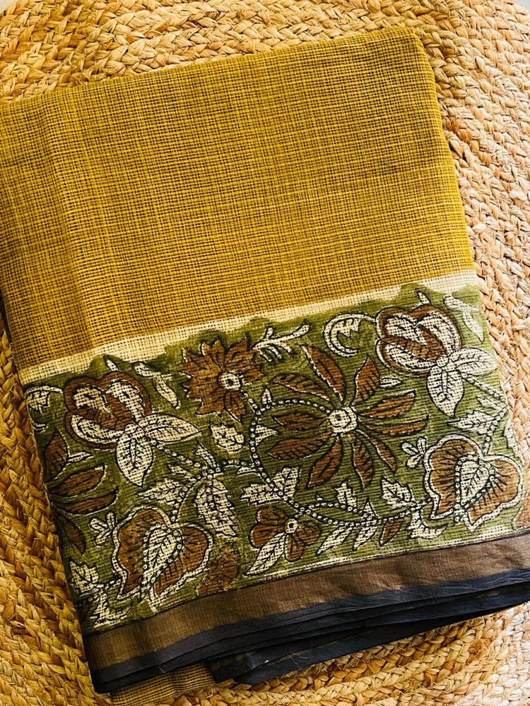 Neelam Leaf Story Handblock Kota Doria Saree