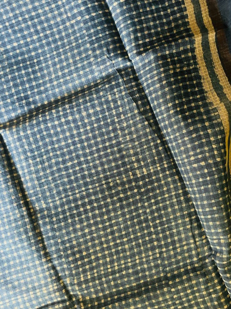 Ocean Grid Kota Doria Handblock Saree