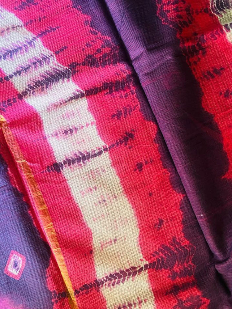 Indigo ikat sparkle kota doria saree