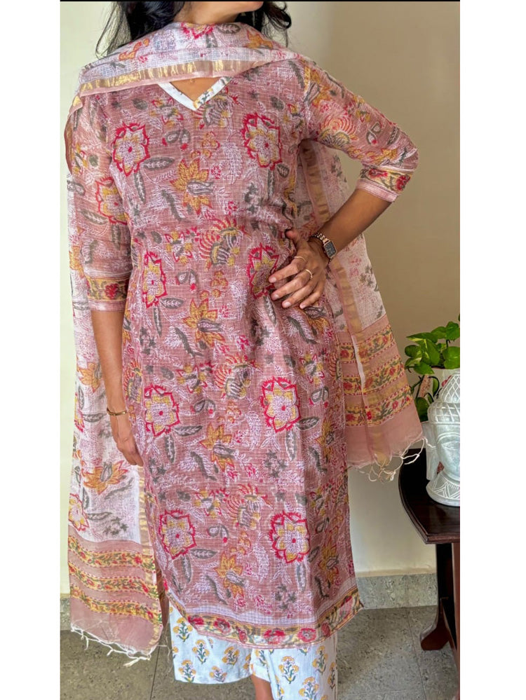 Beige Rust Floral Suit