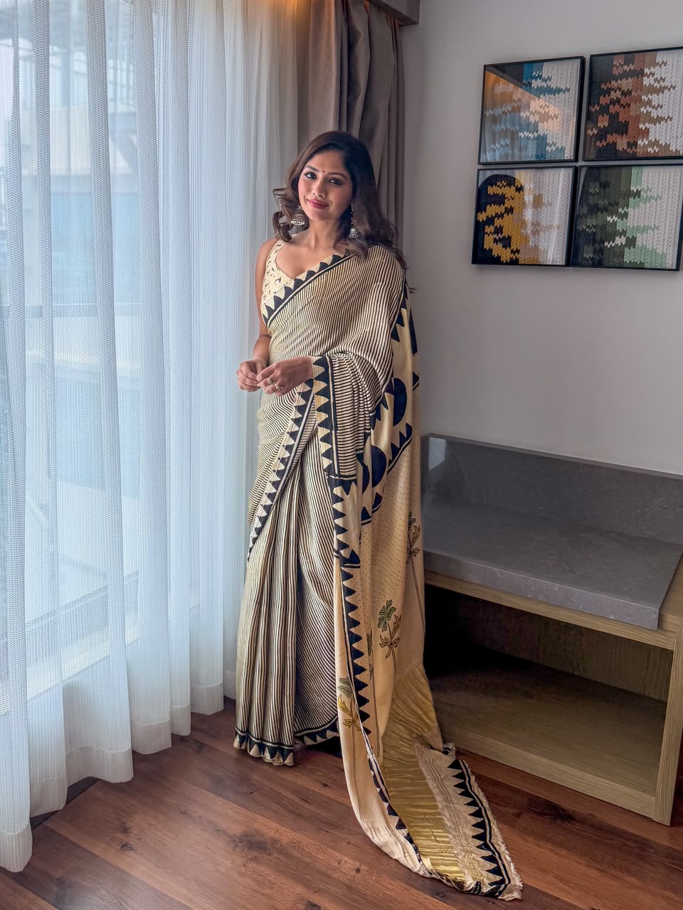 Chandrika Black & Ivory Laggadi Pattu Modal Silk Saree