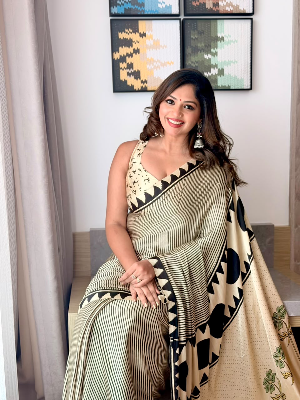 Chandrika Black & Ivory Laggadi Pattu Modal Silk Saree