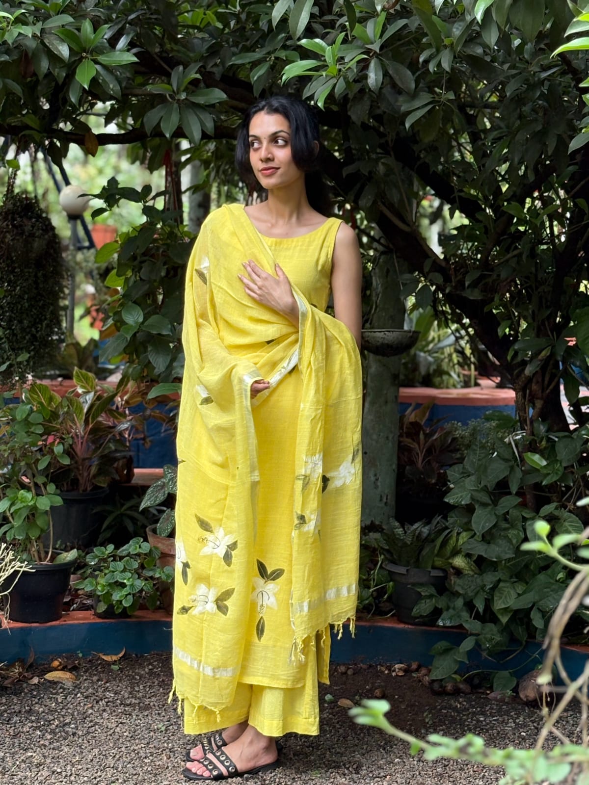 Ira Yellow Muse Linen Cotton Suit Set