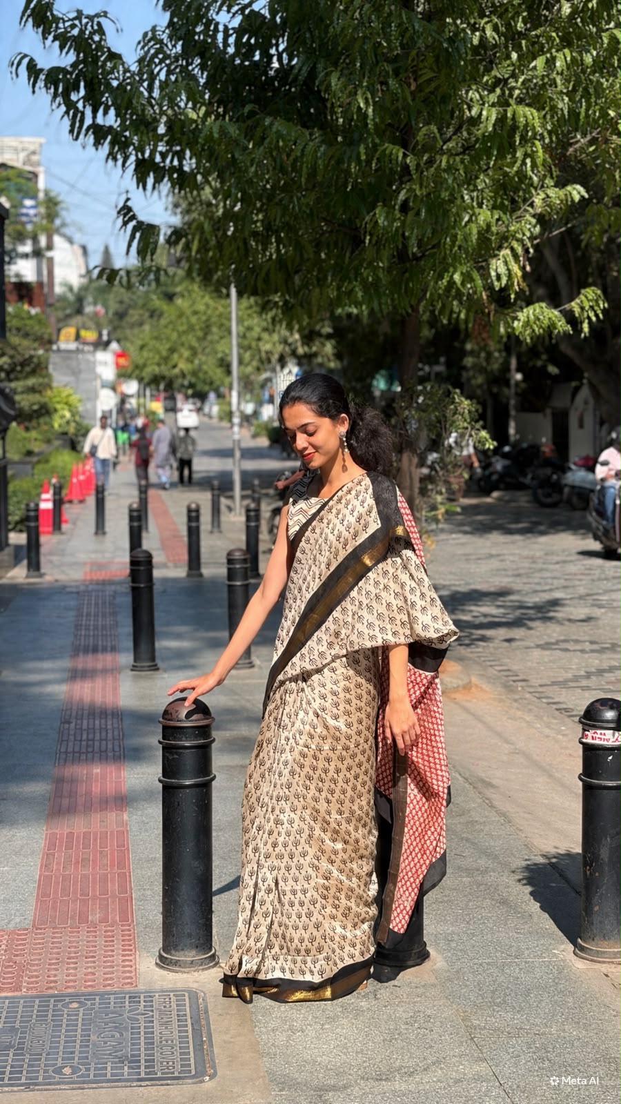 Rudra Noir – Maheshwari Handblocked Silk Cotton Saree